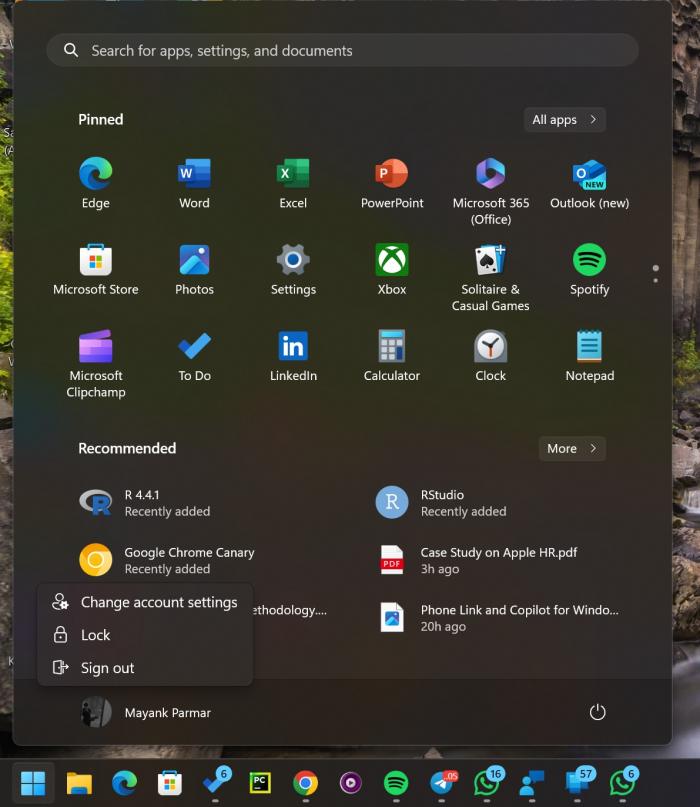 Windows 11 Start menu old design