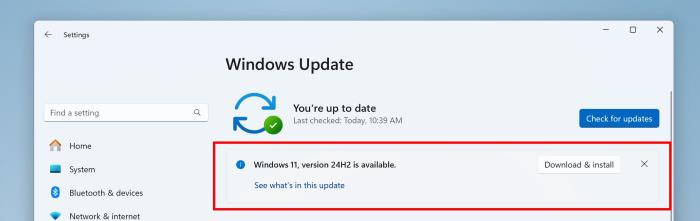 Windows 11 2024 Update via Windows Update