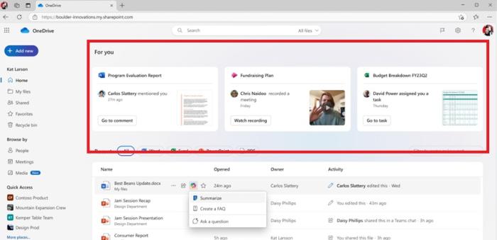 onedrive dashboard