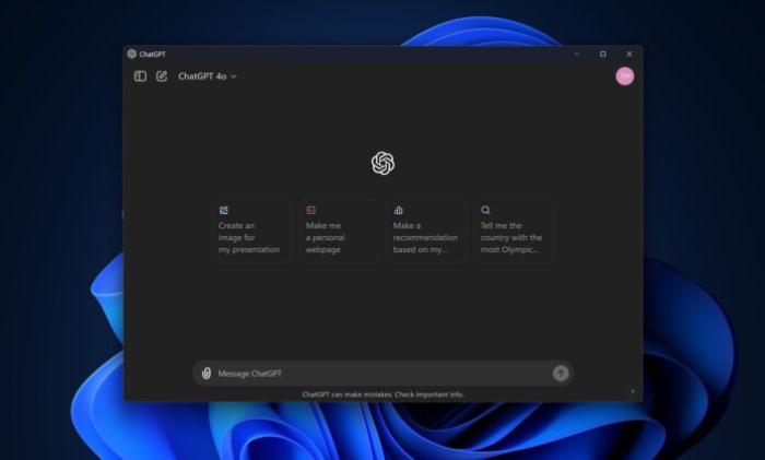 ChatGPT app for Windows 11