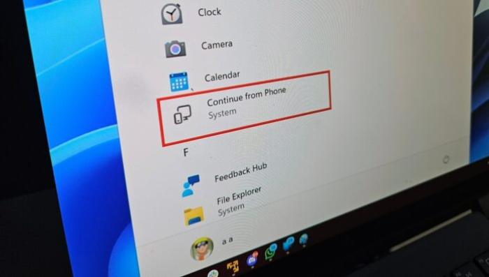 Windows 11 Continue from Phone