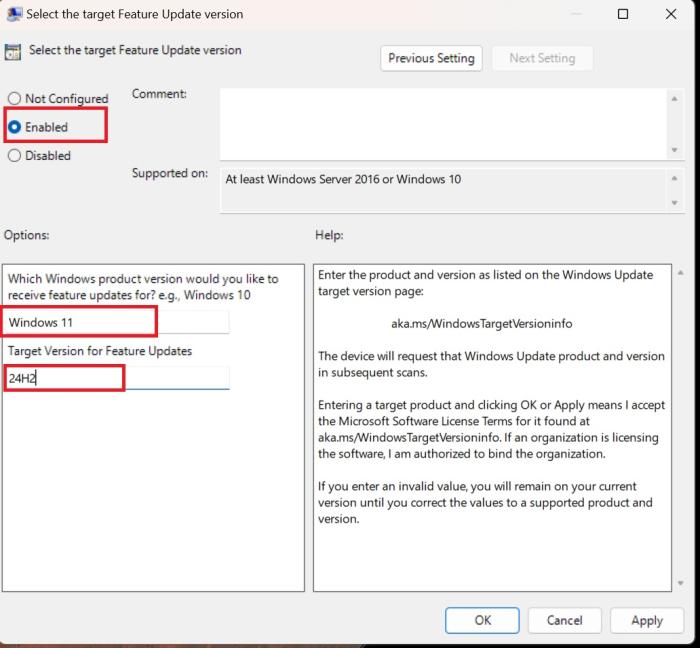 modify system policy to get windows 11 24h2 update 2