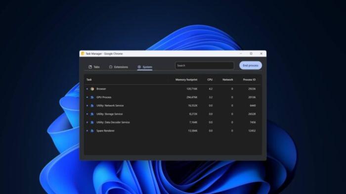 Chrome on Windows 11 with new Task Manager