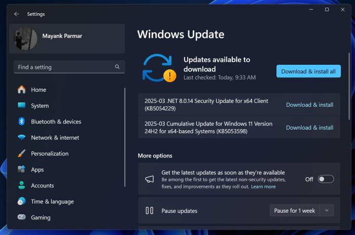 KB5053598 for Windows 11 24H2 update