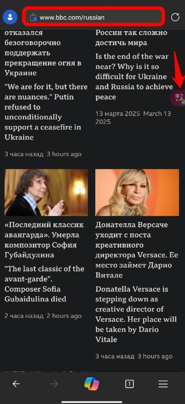 how to use translate extension on Edge android