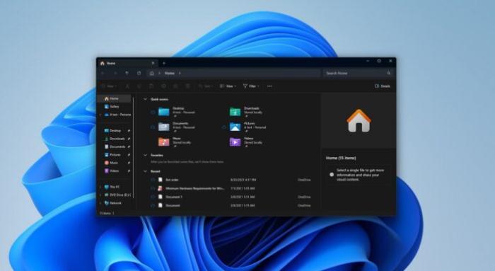 File Explorer Home tab File Explorer Home tab
