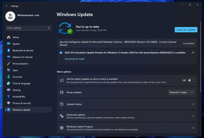 2025-04 Cumulative Update Preview for Windows 11 Version 24H2 for x64-based Systems (KB5055627)