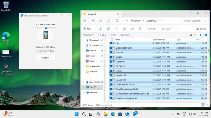 File Transfer Send Files Phone Link Start Menu