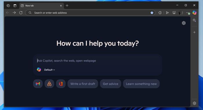 Edge with Copilot New Tab Page