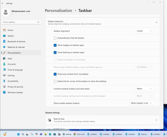 Windows 11 KB5062553 taskbar icons