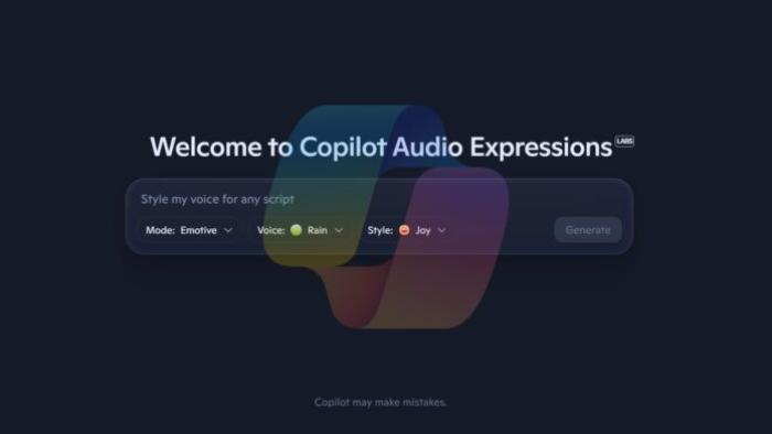 Copilot audio expressions