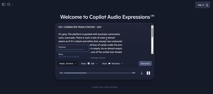 selecting copilot audio mode