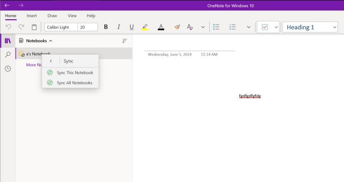 sync onenote data