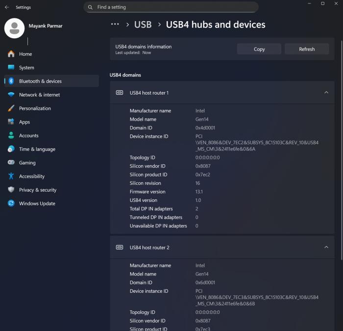 Windows 11 USB4 hub