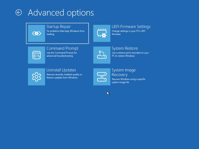 WinRE in Windows 11 KB5066835