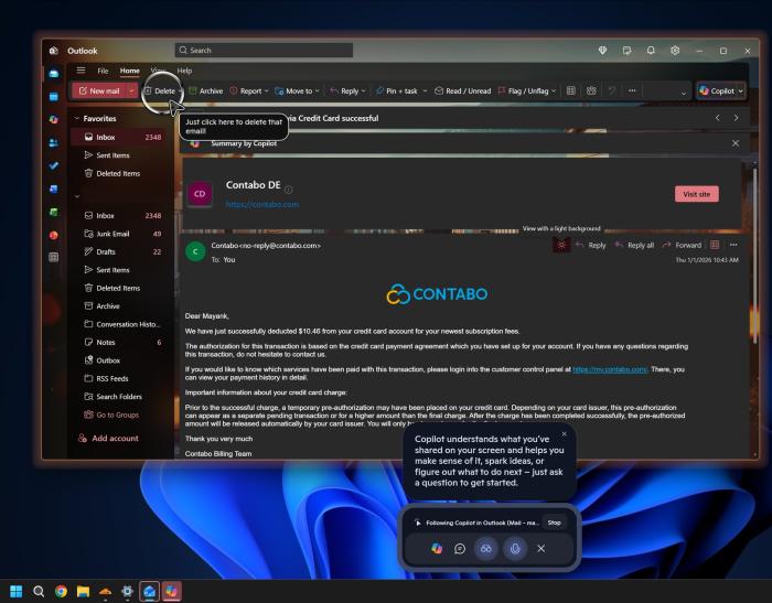 Copilot offering hands on assistance on Windows 11